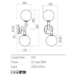 Confusio 2L - Aplique de Pared - Redo